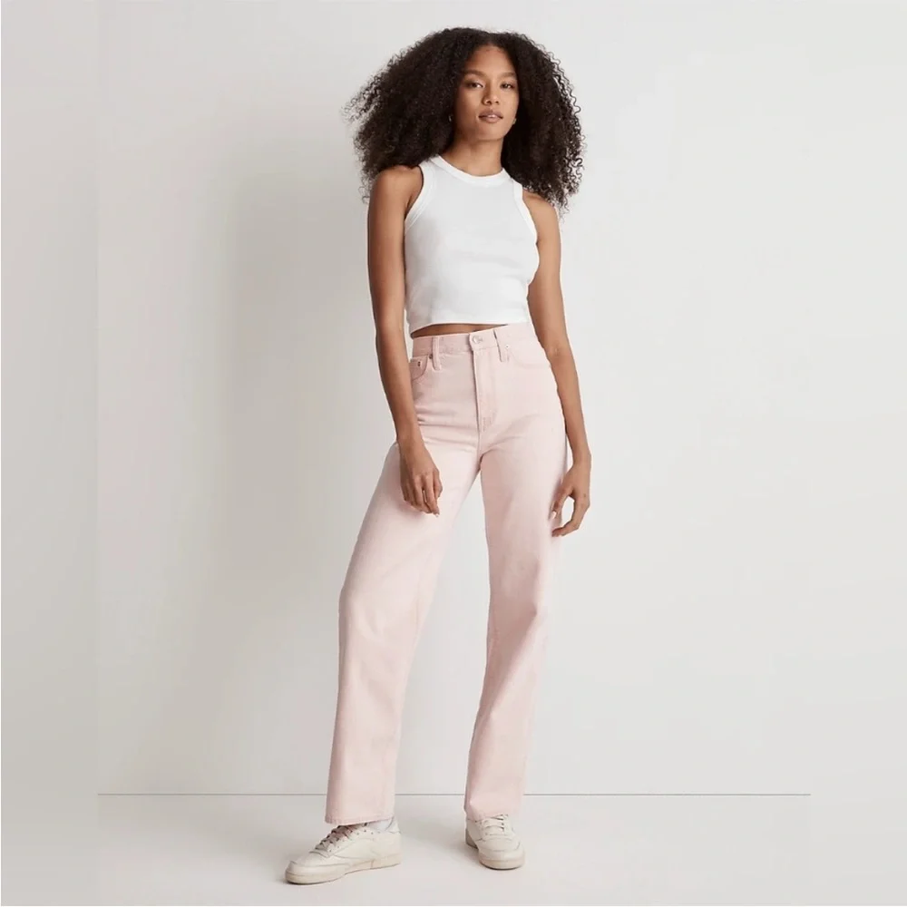 NWOT MADEWELL The Perfect Vintage Wide-Leg High Rise Jean In Light Pink Wash 29